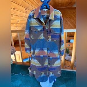 ⭐️Sweet Generis Aztec Western Patterned Wool-Blend Coat sz S/M